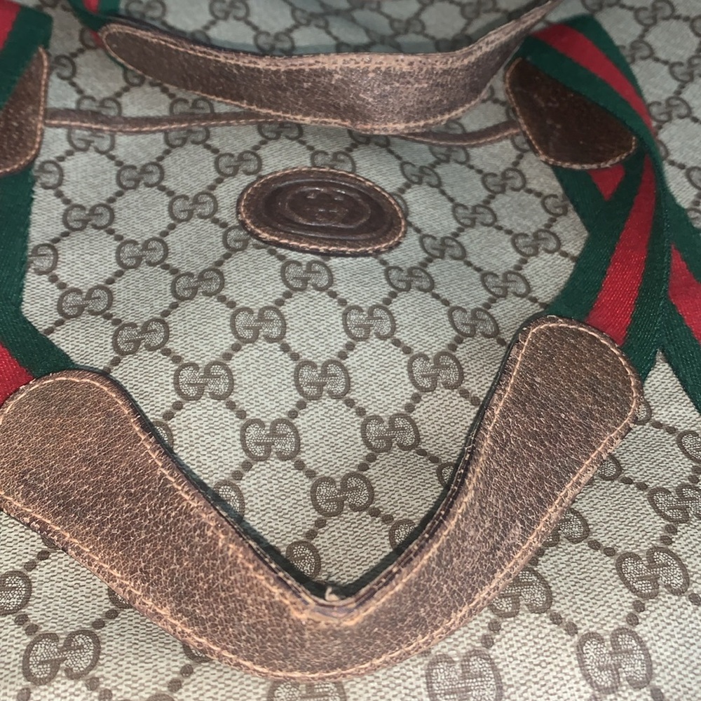 Gucci Authentic Vtg Sherry Coated Canvas Travel Weekender Bag - Picture 6 of 13